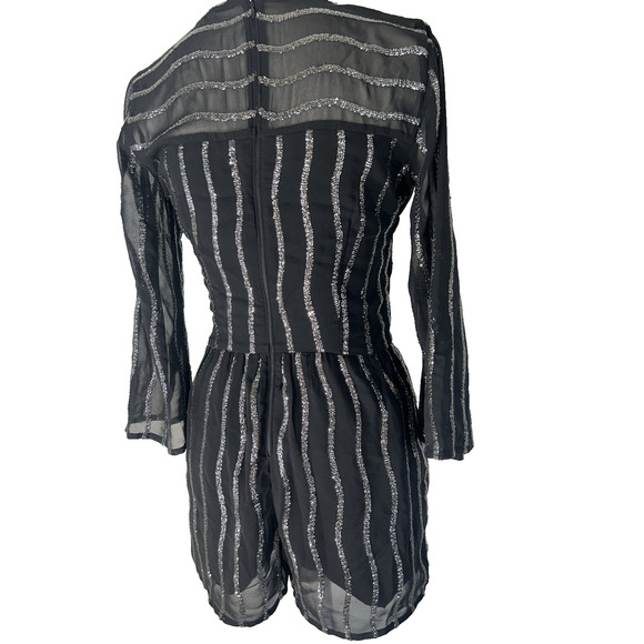 Castle Core Fairy Goth Bell Sl Abercrombie &‎ Finch Black & sequin romper Sz 00 - Picture 4 of 10